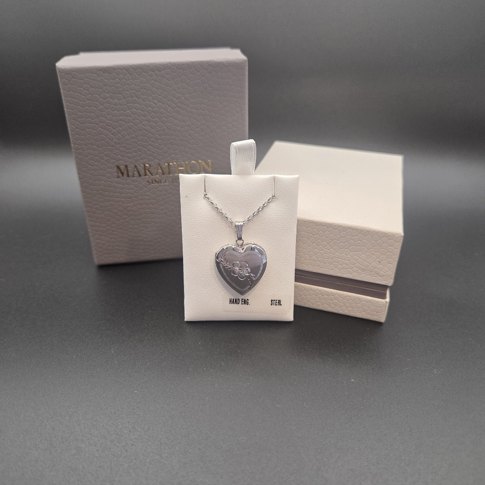 Marathon Hand Engraved Heart Locket